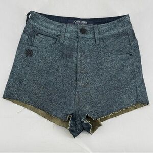 Vintage Y2K John John Brazilian Metallic High Waist Indie Festival Denim Shorts